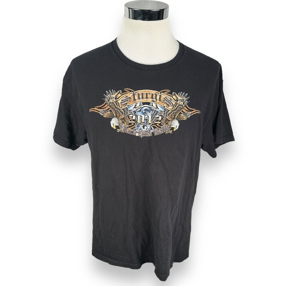 Sturgis Rally Biker 2012 T-Shirt Men XL Black Cotton Black Hills Motorcycle Tee